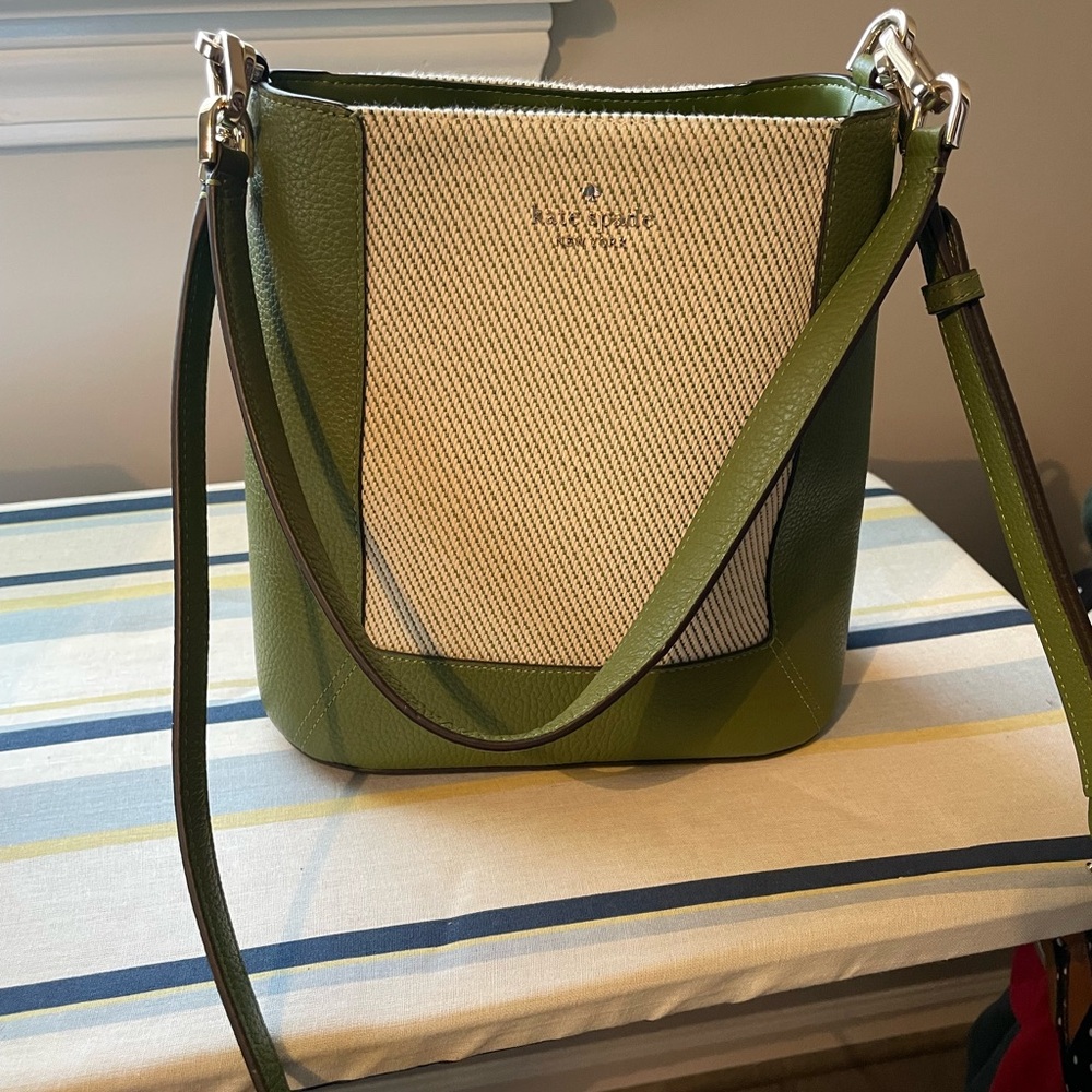 Kate Spade Olive Green and Cream Shoulder Bag